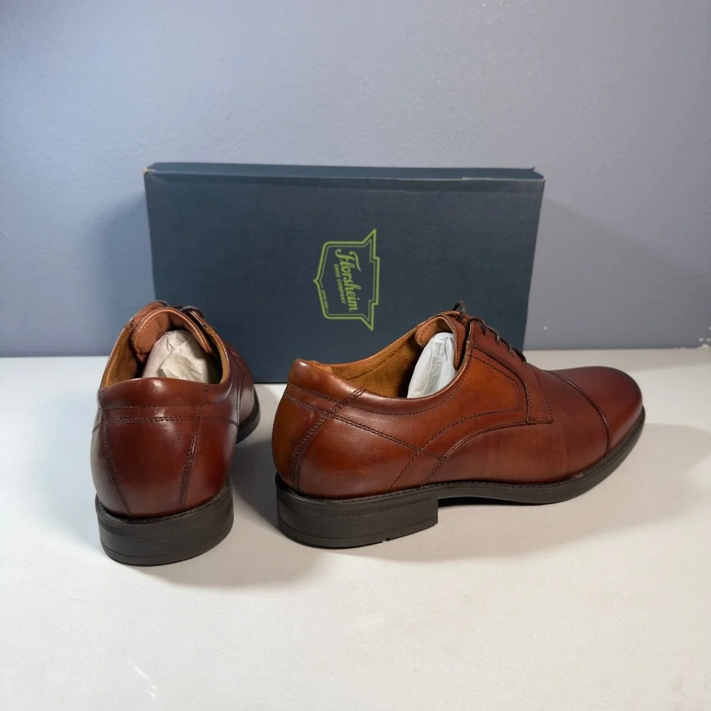 Florsheim Cap Toe Oxford Mens 11D Cognac New Comfortech Leather Dress Shoes NIB